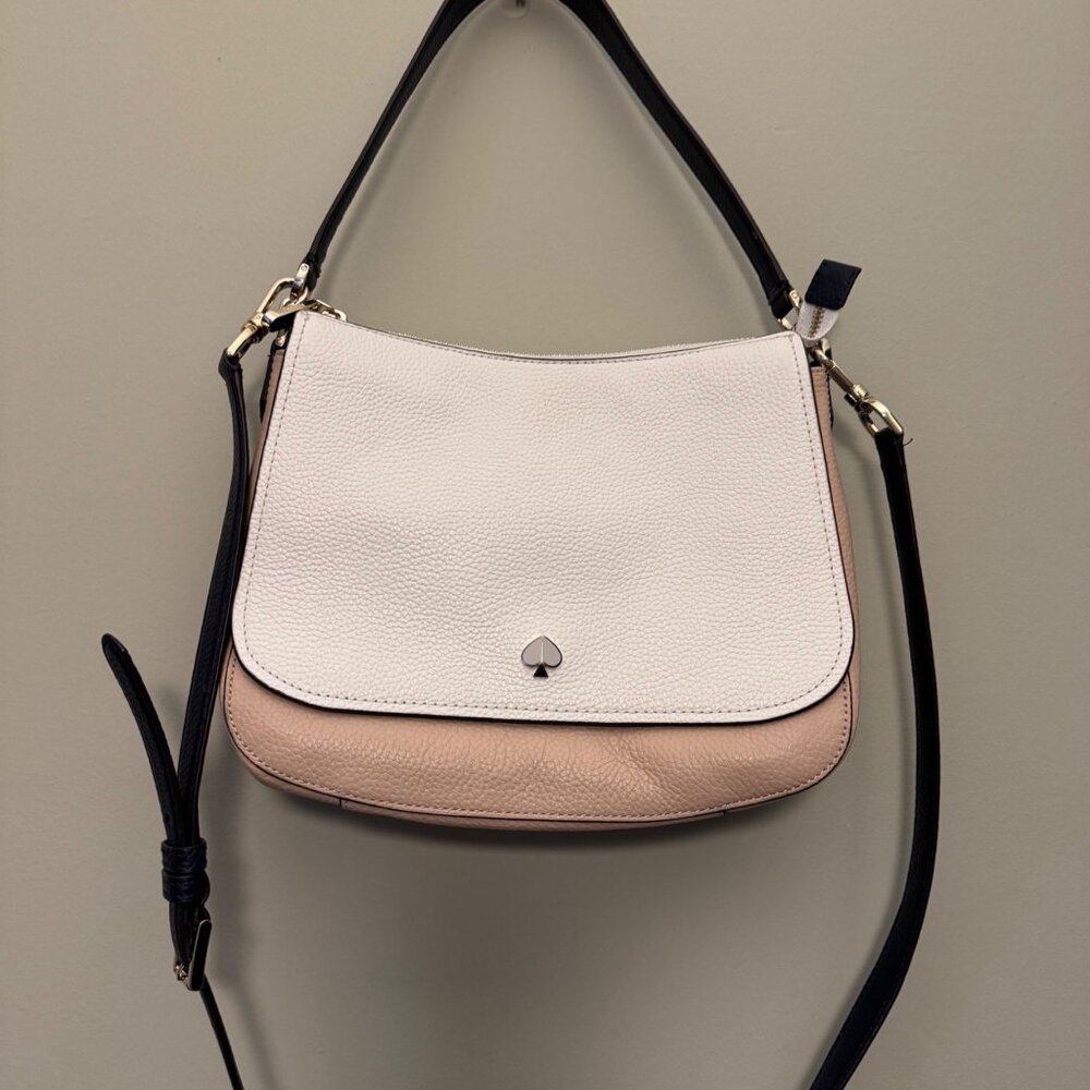 Kate Spade New York Polly Convertible Flap Leather Handbag Blush Medium Dust Bag - Picture 4 of 16